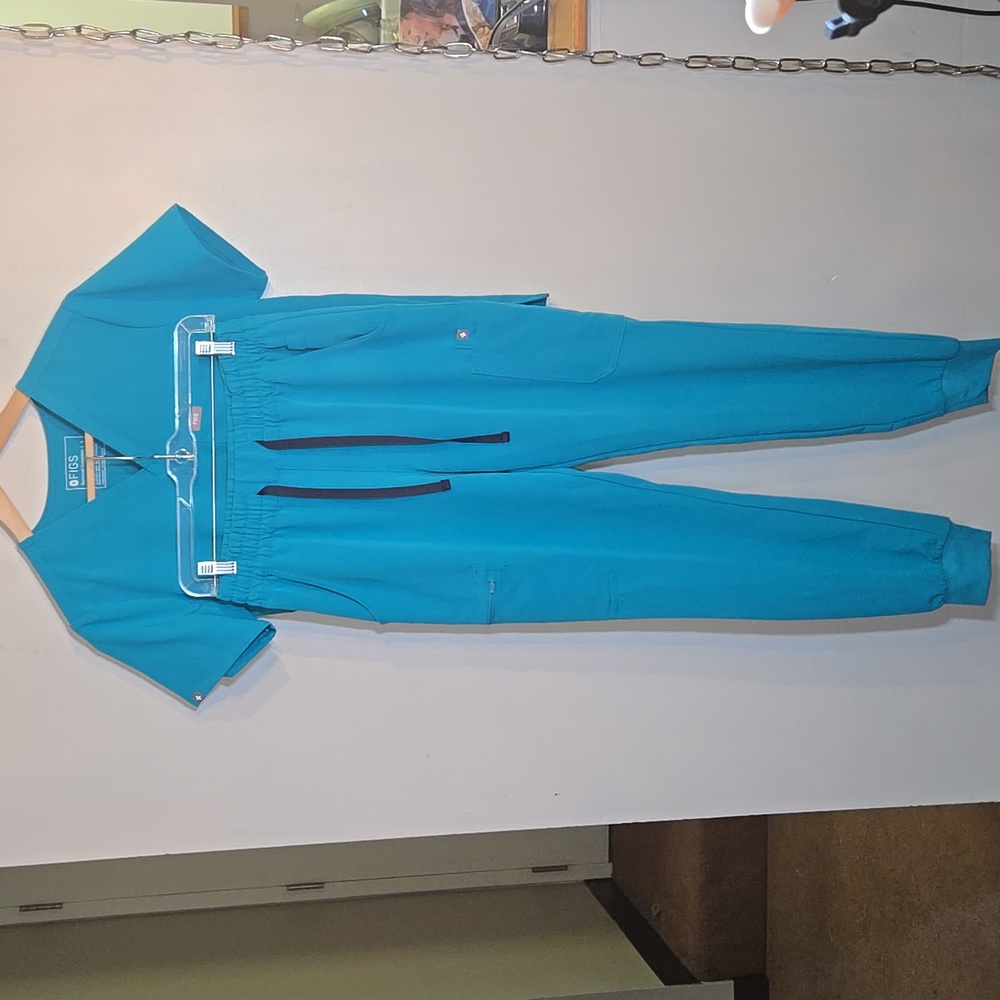 Figs Zamora Jogger Scrub Pants Catarina Top Set In Teal NWOT - Picture 6 of 16